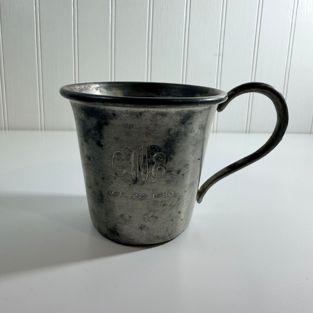Vintage 1980 Pewter Presentation Tankard Engraved Monogram Dated Oct 28 1980